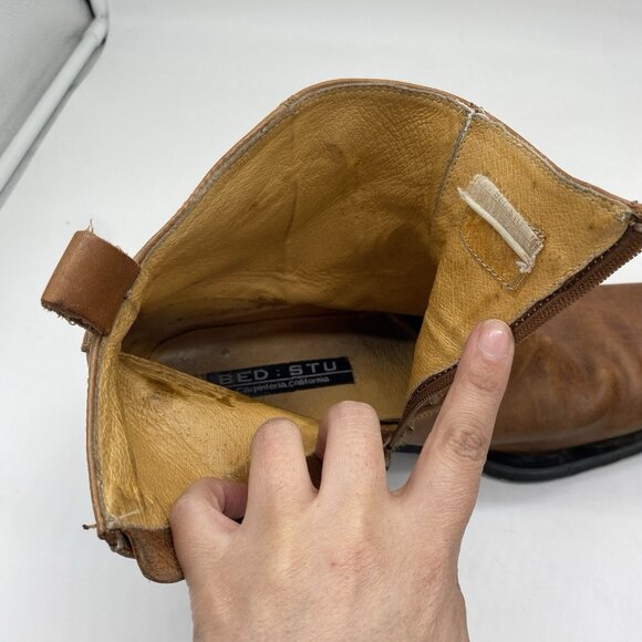 *FOR REPAIR/READ* Bed Stu Boots Men 10.5 Distressed Leather Square Toe Ankle Zip - Picture 12 of 16